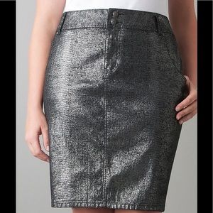 Lane Bryant black silver metallic denim skirt 26